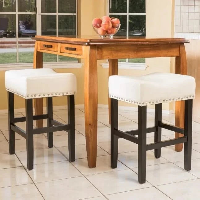 26-inch Backless Ivory Leather Counter Stool (Set of 2) Default -DTYStore