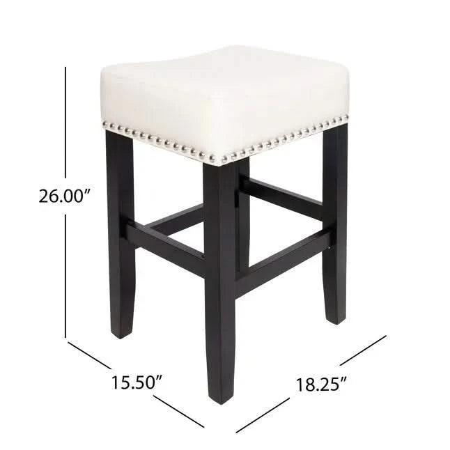 26-inch Backless Ivory Leather Counter Stool (Set of 2) Default -DTYStore