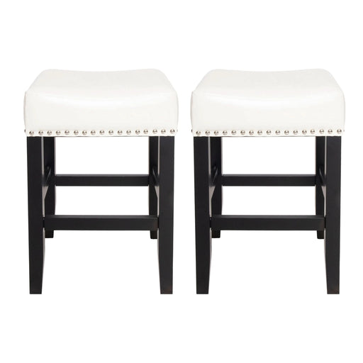 26-inch Backless Ivory Leather Counter Stool (Set of 2) Default -DTYStore