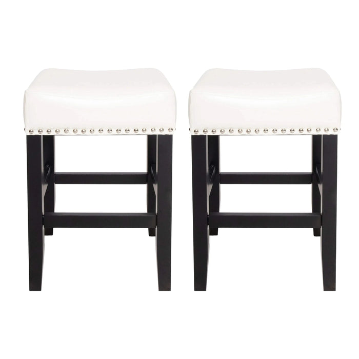 26-inch Backless Ivory Leather Counter Stool (Set of 2) Default -DTYStore