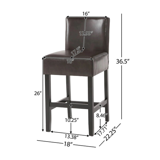 26-inch Brown Leather Counter stools (Set of 2) Default -DTYStore