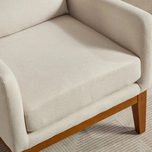 26.18' Wide Modern Accent Chair,Polyester Blend High Back Reading Chair ,Upholstered Armchair Club Chair,Single Sofa with Wood Legs for Living Room,Bedroom,Reading Room,Office,Beige Default -DTYStore
