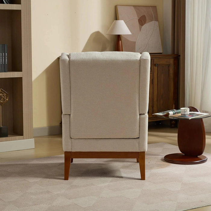 26.18' Wide Modern Accent Chair,Polyester Blend High Back Reading Chair ,Upholstered Armchair Club Chair,Single Sofa with Wood Legs for Living Room,Bedroom,Reading Room,Office,Beige Default -DTYStore