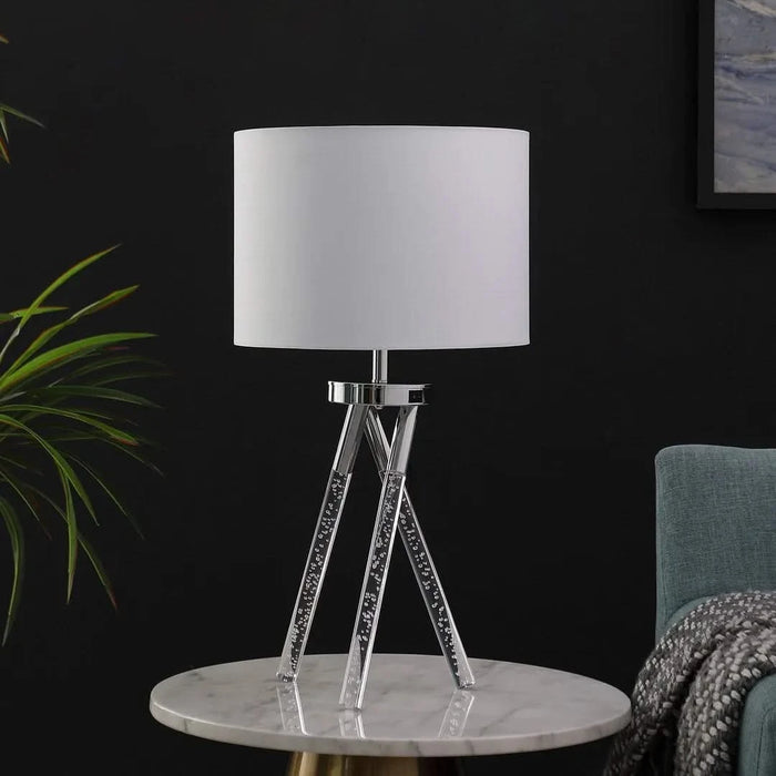 26.25' In Mid Century Birgit Led Acrylic Tapered Legs Silver Metal Table Lamp Default -DTYStore