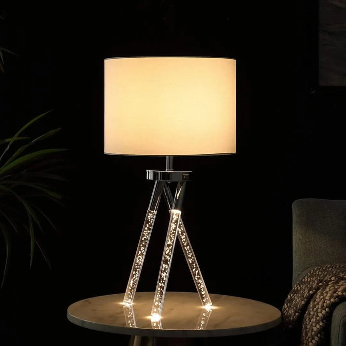 26.25' In Mid Century Birgit Led Acrylic Tapered Legs Silver Metal Table Lamp Default -DTYStore