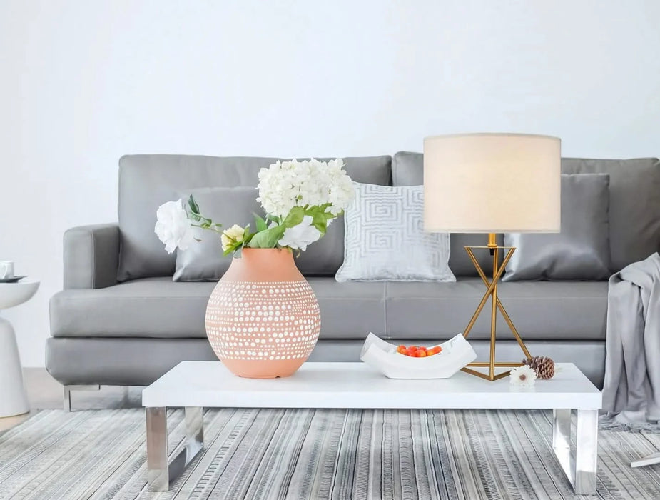 26.25' Tall 'Ester' Mid-Century Metal Table Lamp, Hourglass Design, Matte Gold Default -DTYStore