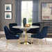 Dark Ink Blue and Gold Wingback Dining Chair (Set of 2) - DTYStore