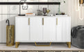 Modern Sideboard with Four Doors, Metal Handles & Legs, Adjustable Shelves Kitchen Cabinet - DTYStore
