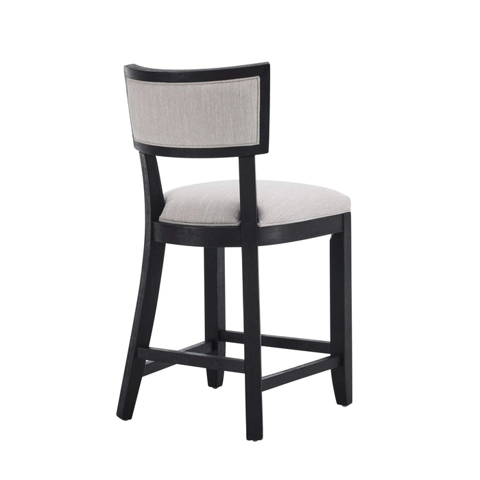 26.5' Counter Stools Set of 2, Upholstered Counter Height Bar Stools with Comfy Back, Solid Rubber Wood Frame, Backrest, Footrest, Armless Barstools for Home Bar, Kitchen Counter, Beige & Black Default -DTYStore