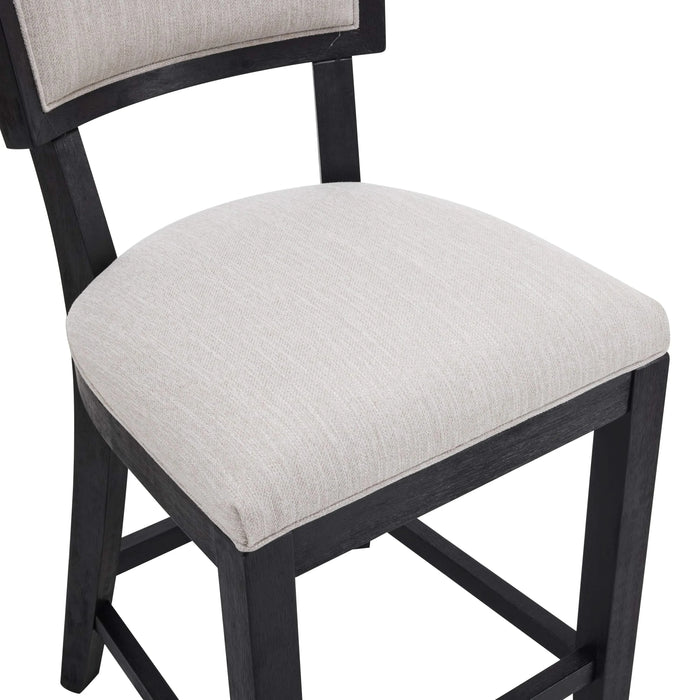 26.5' Counter Stools Set of 2, Upholstered Counter Height Bar Stools with Comfy Back, Solid Rubber Wood Frame, Backrest, Footrest, Armless Barstools for Home Bar, Kitchen Counter, Beige & Black Default -DTYStore