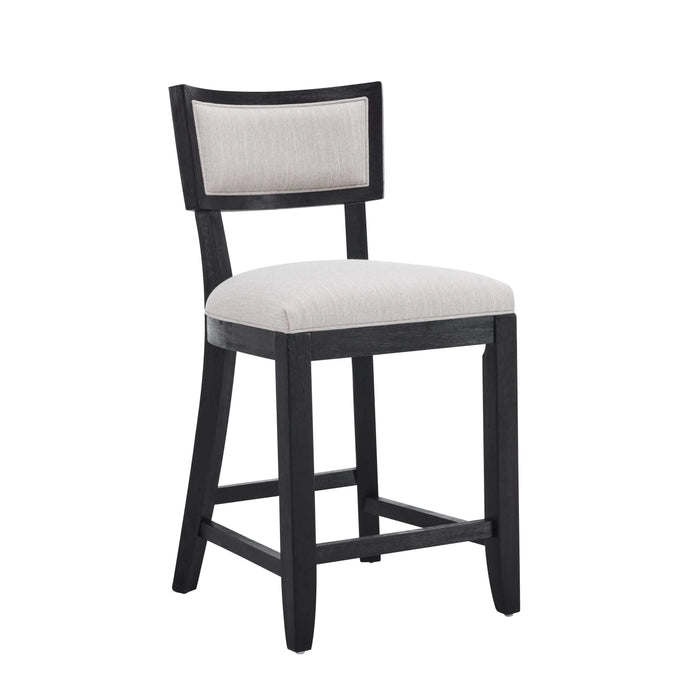 26.5' Counter Stools Set of 2, Upholstered Counter Height Bar Stools with Comfy Back, Solid Rubber Wood Frame, Backrest, Footrest, Armless Barstools for Home Bar, Kitchen Counter, Beige & Black Default -DTYStore