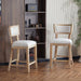 26.5' Counter Stools Set of 2, Upholstered Counter Height Bar Stools with Comfy Back, Solid Rubber Wood Frame, Backrest, Footrest, Armless Barstools for Home Bar, Kitchen Counter, Beige & Natural Default -DTYStore