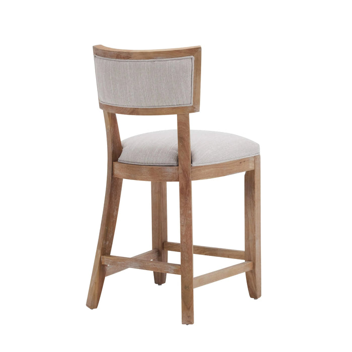 26.5' Counter Stools Set of 2, Upholstered Counter Height Bar Stools with Comfy Back, Solid Rubber Wood Frame, Backrest, Footrest, Armless Barstools for Home Bar, Kitchen Counter, Beige & Natural Default -DTYStore