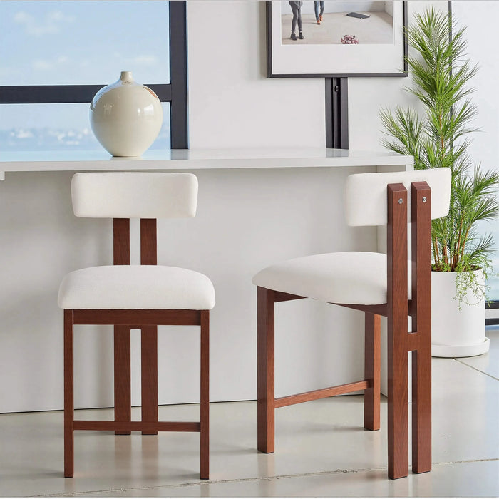 26.5'' Stylish Round Stools with Low Back - Comfortable Upholstered Seat & Black Metal Frame for Kitchen & Dining Default -DTYStore