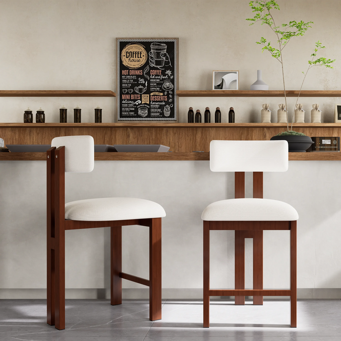 26.5'' Stylish Round Stools with Low Back - Comfortable Upholstered Seat & Black Metal Frame for Kitchen & Dining Default -DTYStore