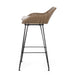 29.25' Outdoor Wicker and Iron Low Back Barstools, Light Brown, with Beige Cushion (Set of 2) - DTYStore