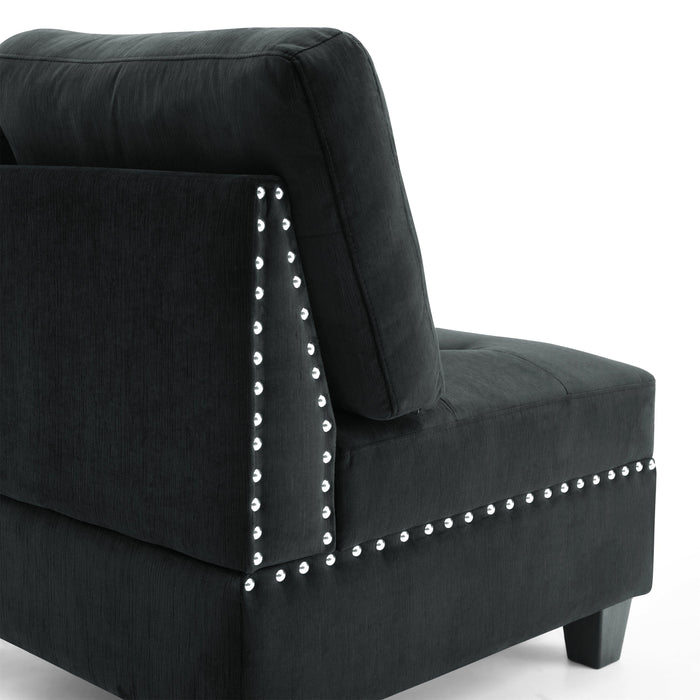 Single Chair for Modular Sectional,Black Velvet (26.5"x31.5"x36") - DTYStore