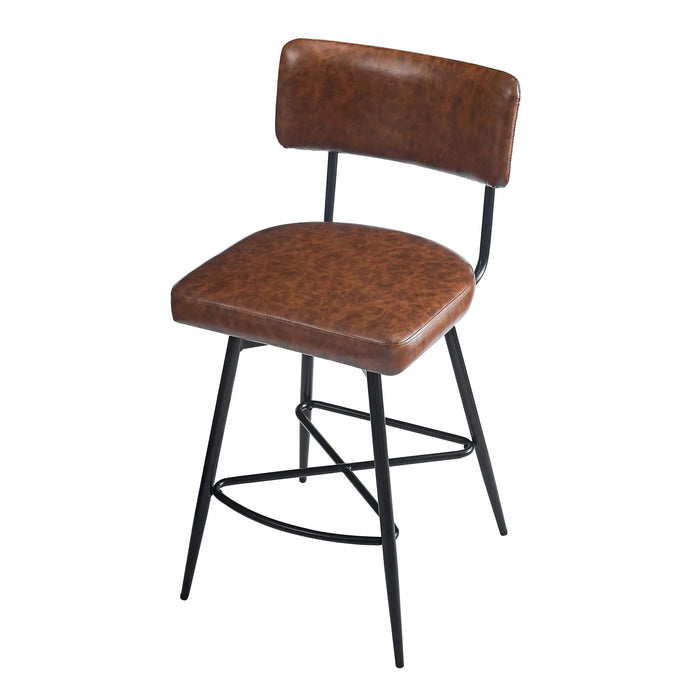 26''Retro Swivel Counter Stools Set of 2,Brown Counter Stools with iron Frame,PU Sponge cushion,Footrest,suitable for Kitchen/Bedroom/Dining Room. Default -DTYStore