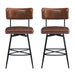 26''Retro Swivel Counter Stools Set of 2,Brown Counter Stools with iron Frame,PU Sponge cushion,Footrest,suitable for Kitchen/Bedroom/Dining Room. Default -DTYStore