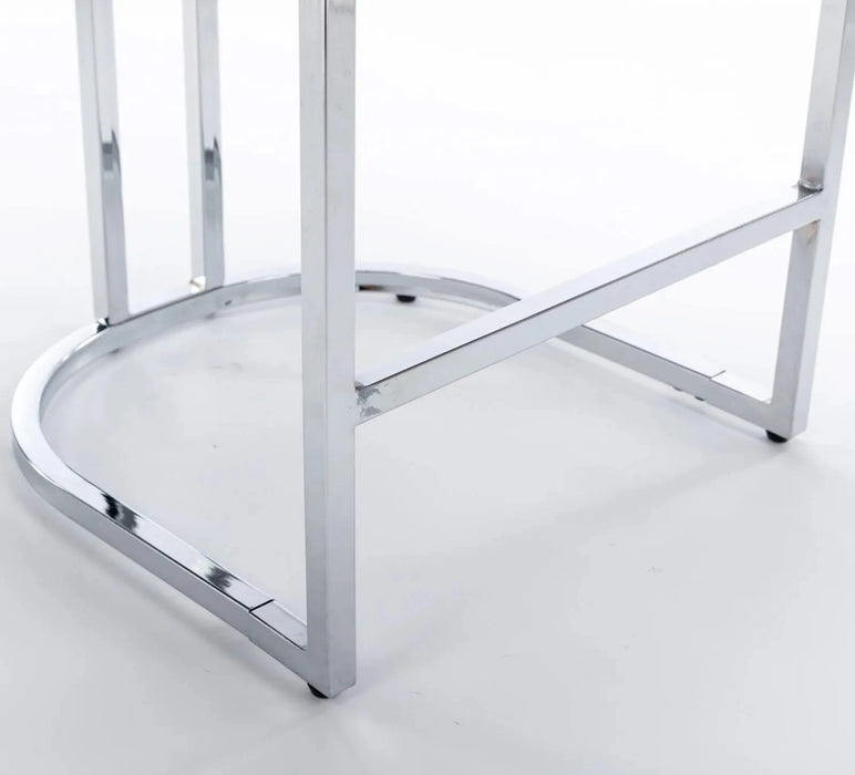 26' Counter Height Bar Stools Set of 2, Modern Velvet Barstools with Button Back&Rivet Trim Upholstered Kitchen Island Chairs with Sturdy Chromed Metal Base Legs Farmhouse Bar Stools,Light Blue,2 Pack Default -DTYStore