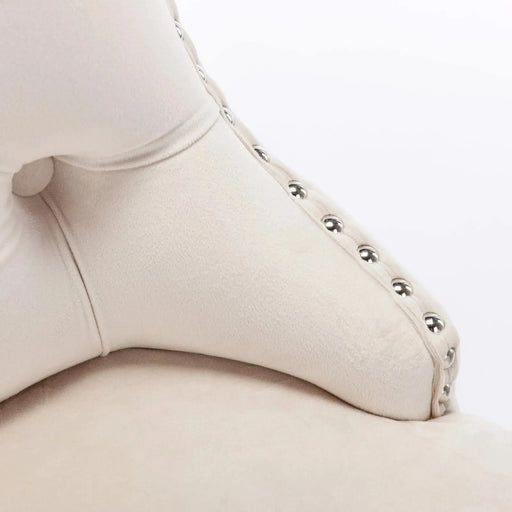 26' Counter Height Bar Stools Set of 2, Modern Velvet Barstools with Button Back&Rivet Trim Upholstered Kitchen Island Chairs with Sturdy Chromed Metal Base Legs Farmhouse Bar Stools, (Beige,2 Pack) Default -DTYStore