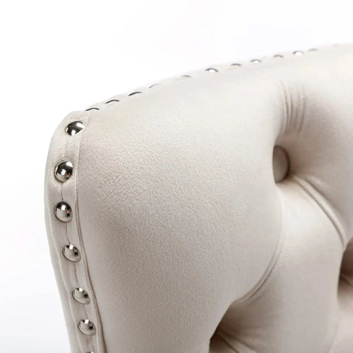 26' Counter Height Bar Stools Set of 2, Modern Velvet Barstools with Button Back&Rivet Trim Upholstered Kitchen Island Chairs with Sturdy Chromed Metal Base Legs Farmhouse Bar Stools, (Beige,2 Pack) Default -DTYStore