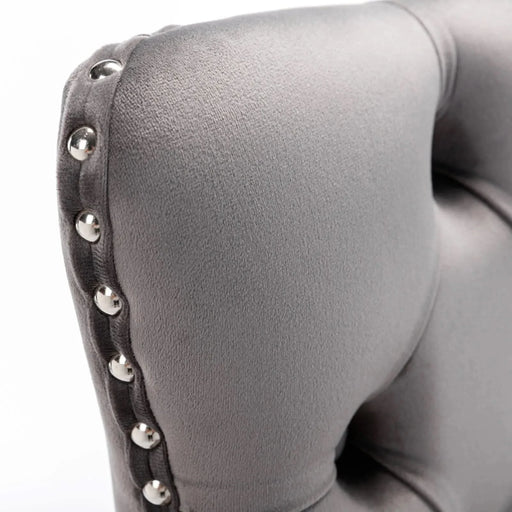 26' Counter Height Bar Stools Set of 2, Modern Velvet Barstools with Button Back&Rivet Trim Upholstered Kitchen Island Chairs with Sturdy Chromed Metal Base Legs Farmhouse Bar Stools, (Gray,2 Pack) Default -DTYStore