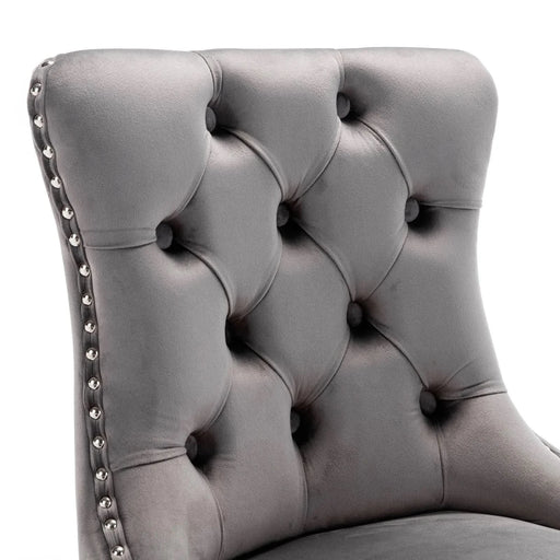 26' Counter Height Bar Stools Set of 2, Modern Velvet Barstools with Button Back&Rivet Trim Upholstered Kitchen Island Chairs with Sturdy Chromed Metal Base Legs Farmhouse Bar Stools, (Gray,2 Pack) Default -DTYStore