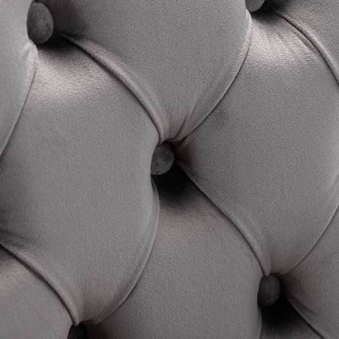 26' Counter Height Bar Stools Set of 2, Modern Velvet Barstools with Button Back&Rivet Trim Upholstered Kitchen Island Chairs with Sturdy Chromed Metal Base Legs Farmhouse Bar Stools, (Gray,2 Pack) Default -DTYStore