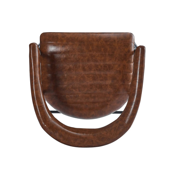 26'' Counter Stools Set of 2, Pu Upholstered Counter Stools with iron Frame, Backrest, Footrest, Arm counter stools for Home Bar, Kitchen Counter, Brown Default -DTYStore