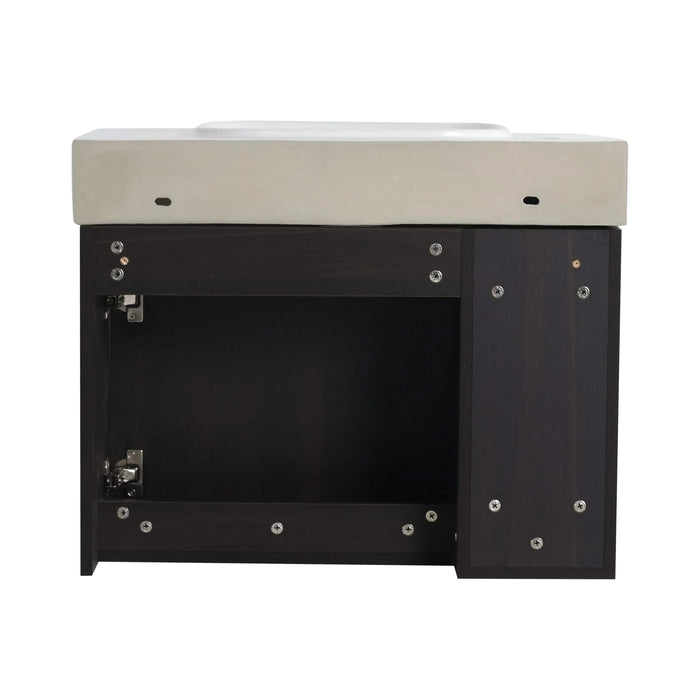 26'' Wall-Mounted Bathroom Vanity with White Ceramic Sink & Soft-Close Door, Dark Oak, KD-Packing Default -DTYStore