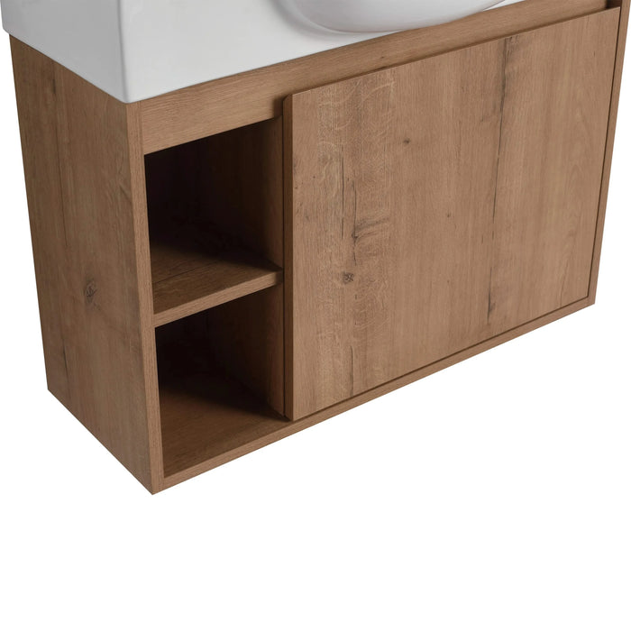 26'' Wall-Mounted Bathroom Vanity with White Ceramic Sink & Soft-Close Door, KD-Packing Default -DTYStore