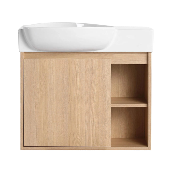 26'' Wall-Mounted Bathroom Vanity with White Ceramic Sink & Soft-Close Door, KD-Packing Default -DTYStore