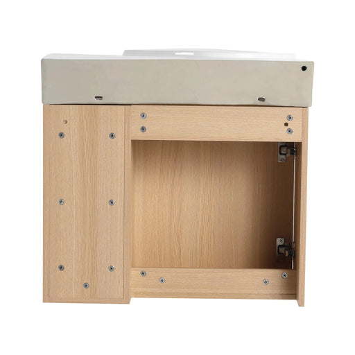 26'' Wall-Mounted Bathroom Vanity with White Ceramic Sink & Soft-Close Door, KD-Packing Default -DTYStore