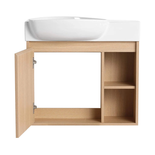 26'' Wall-Mounted Bathroom Vanity with White Ceramic Sink & Soft-Close Door, KD-Packing Default -DTYStore