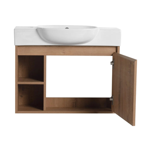 26'' Wall-Mounted Bathroom Vanity with White Ceramic Sink & Soft-Close Door, KD-Packing Default -DTYStore