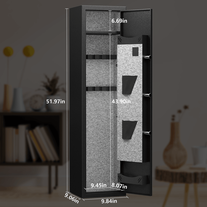 "High-Security Steel Rifle Cabinet - 3-4 Gun Capacity, Electronic Lock, Solid Bolts, Dual Alarms, LED Lighting, Silent Operation" - DTYStore