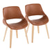 Fabrico Mid-Century Modern Accent/Dining Chair in Natural Wood and Camel Faux Leather by LumiSource - Set of 2 - DTYStore