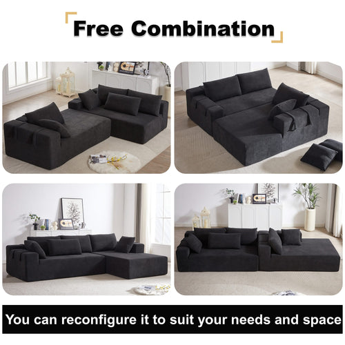 Modern Chenille Upholstered Sectional Sofa Couch Set,Modular 108' L Shaped Sectional Living Room Sofa Set With 6 Pillows,Free Combination Sofa Couch for Living Room,Bedroom(Right Chaise)W834P240010 - Image 22