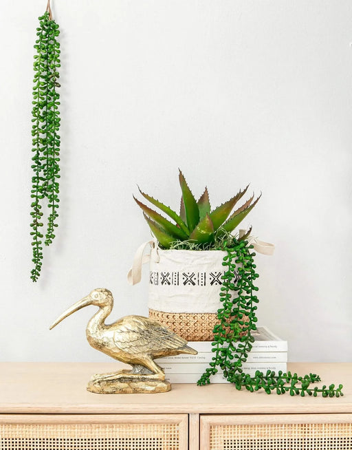 27.2 x 3.5 x 2' Faux Bead Grass 3-Strand Stem-Dark Green,4 Pack Default -DTYStore