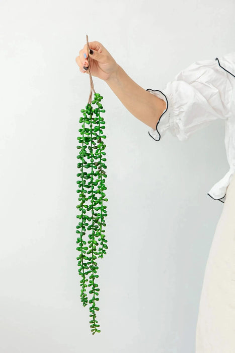 27.2 x 3.5 x 2' Faux Bead Grass 3-Strand Stem-Dark Green,4 Pack Default -DTYStore