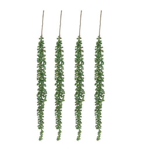 27.2 x 3.5 x 2' Faux Bead Grass 3-Strand Stem-Dark Green,4 Pack Default -DTYStore