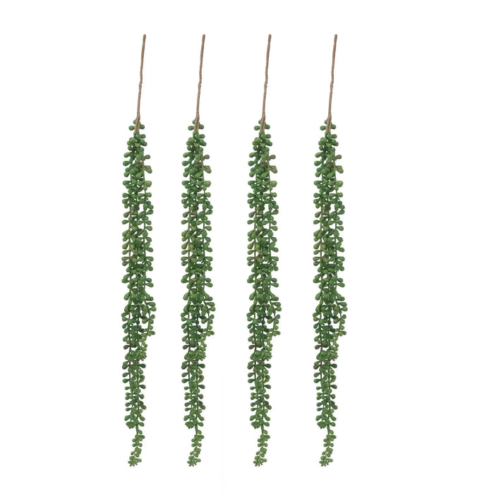 27.2 x 3.5 x 2' Faux Bead Grass 3-Strand Stem-Dark Green,4 Pack Default -DTYStore