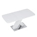Modern Square Dining Table, Stretchable, White Table Top+MDF X-Shape Table Leg with Metal Base - DTYStore
