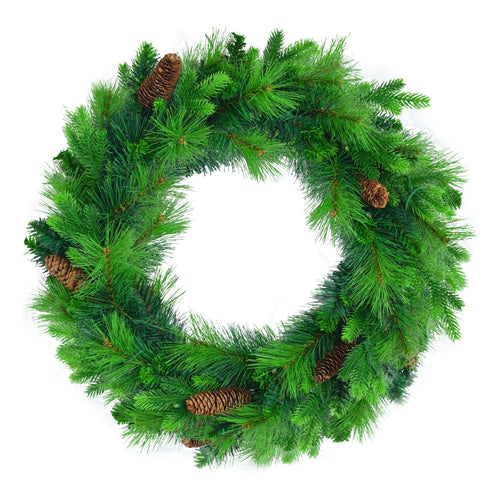 6FT Grass Green Christmas Tree, Large Branches Pine Tree, Pre-Lit Set with Tree & Garland & Wreath, Artificial Christmas with Pine Cones, Hinged Xmas Tree , for Holiday Party Ofiice Home - Image 9