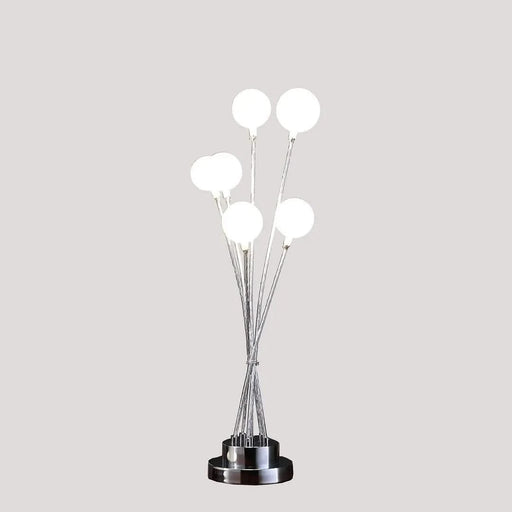 27.5' In 6-Light Acrylic Globe Aluminun Led Chrysanthe Silver Chrome Metal Table Lamp Default -DTYStore