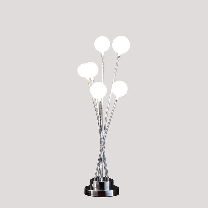 27.5' In 6-Light Acrylic Globe Aluminun Led Chrysanthe Silver Chrome Metal Table Lamp Default -DTYStore