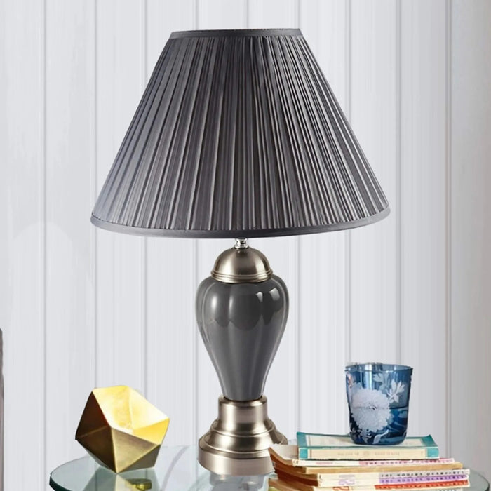 27.5' Tall Metal Table Lamp, Silver and Gray Default -DTYStore
