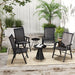 Outsunny Set of 4 Patio Folding Chairs, Stackable Outdoor Sling Patio Dining Chairs with Armrests for Lawn, Camping, Dining, Beach, Metal Frame, No Assembly, Black - DTYStore