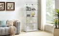 4-Tier Glass Display Cabinet, Double Door Glass Cabinet, Four Partitions, Two Locks, Floor Standing Storage Cabinet for Living Room, Bedroom, Showroom and Office, White, 31.5"L x 14.2"W x 66.3"H - DTYStore
